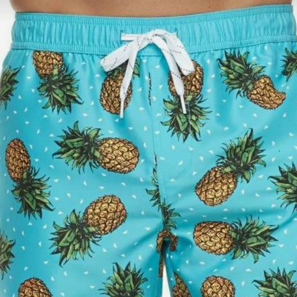Men's Trinity Collective Pineapple Slim-Fit Elastic Swim Shorts, Size L